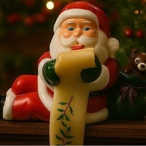 VTG 1970 Celluloid Santa Stocking Holder Hanger Christmas List Cottagecore Decor